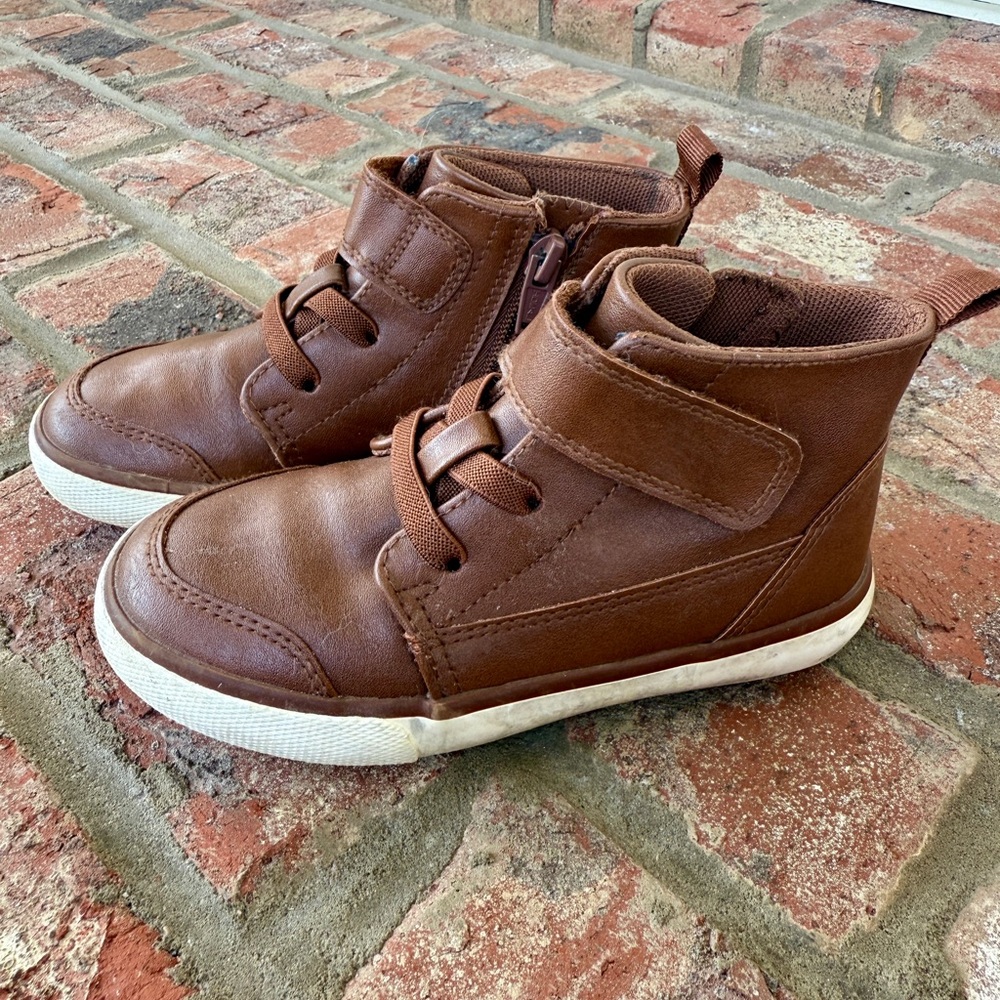 Brown Kids High-Top Sneaker Boots